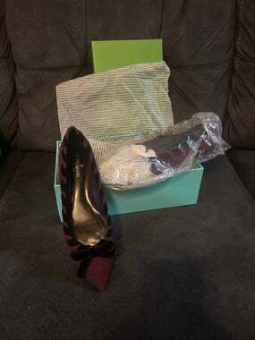 Kate Spade Kalani Deep Cherry Kid Suede Bow Flats Size 8M